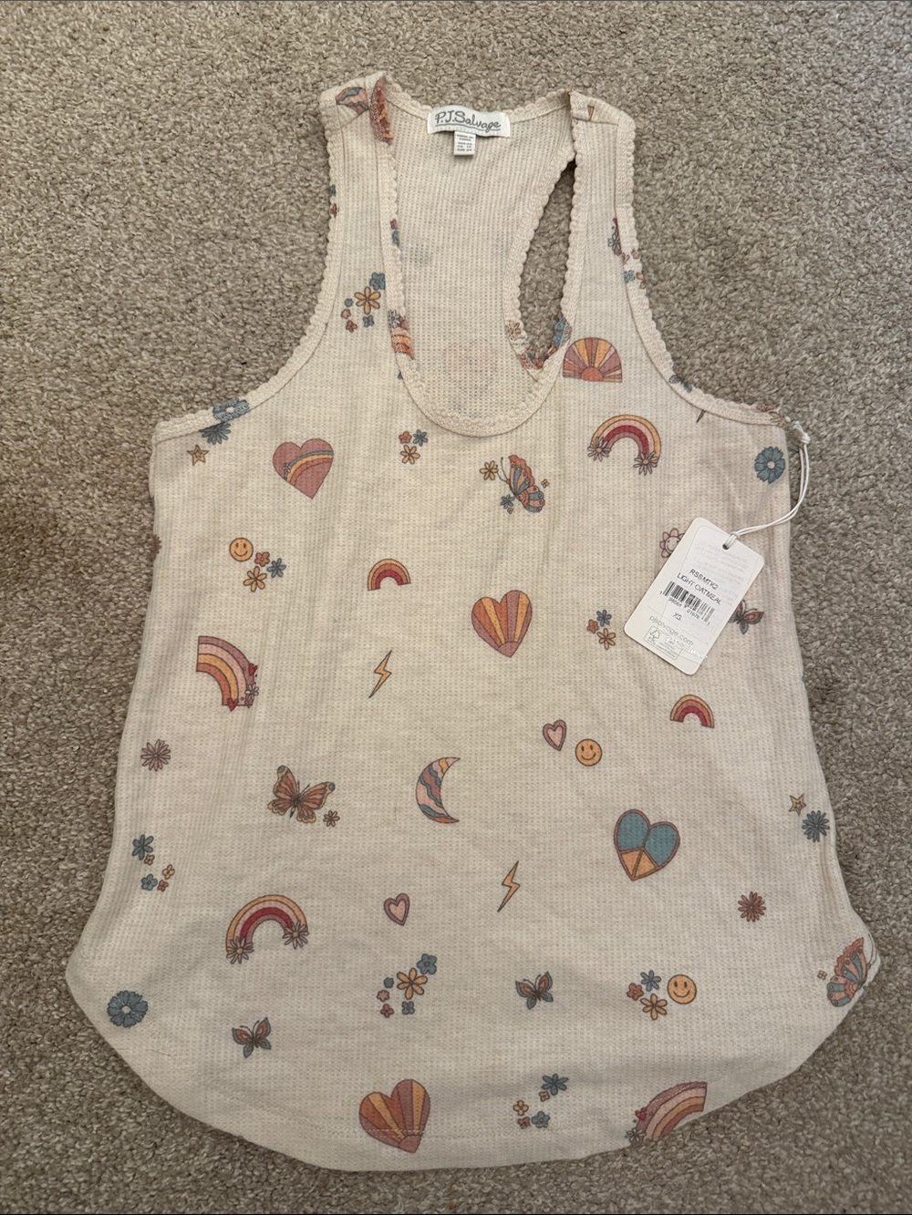 PJ Salvage Light Oatmeal Knit Lounge Tank - Cream